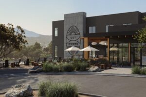 Exterior view of the Outbound Yosemite hotel.